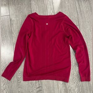 Raspberry-colored Lululemon long sleeve tee